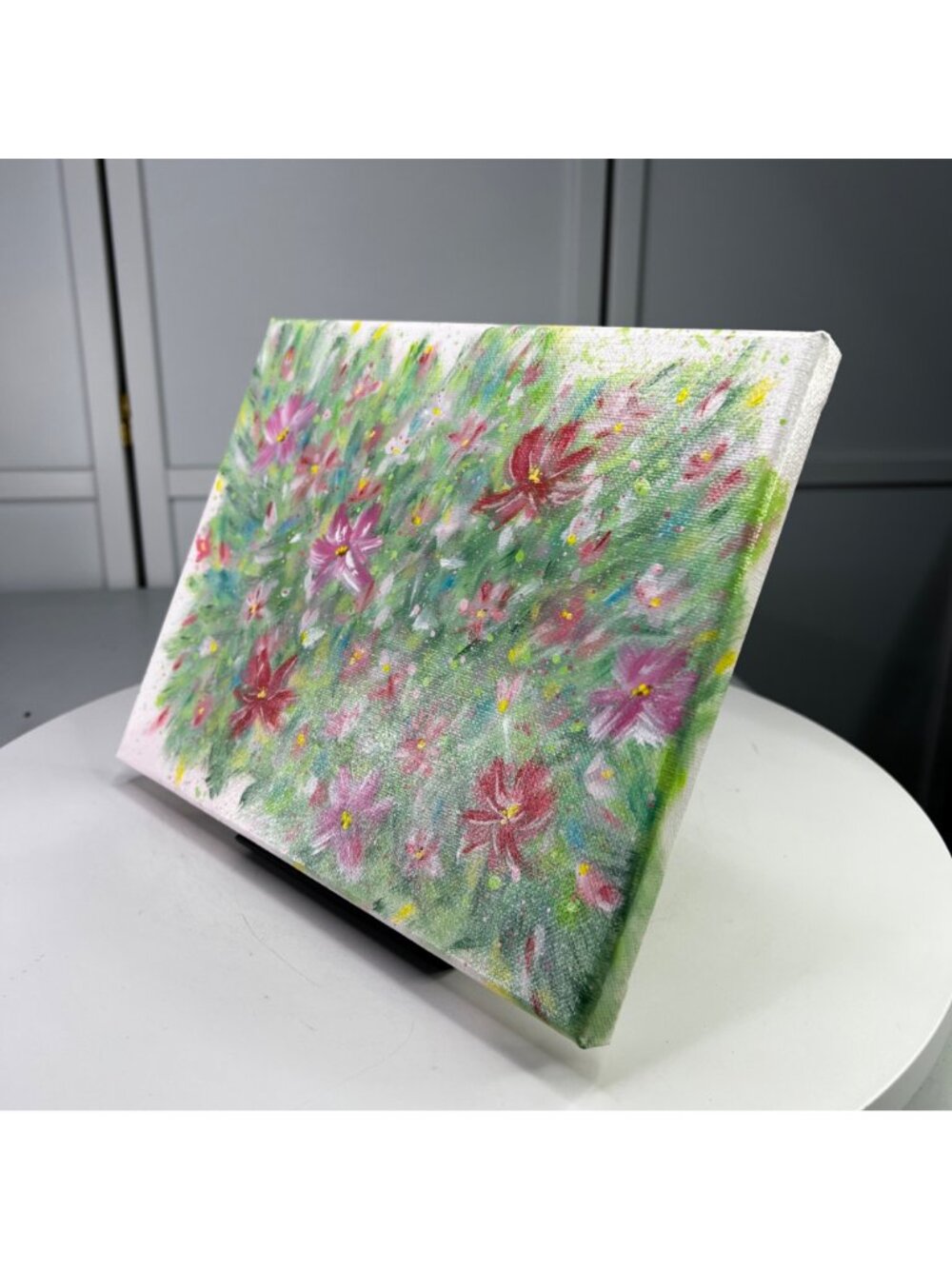 Flowering 2 Original Acrylic Painting Floral Wall Art On 8x10 Stretched Canvas - Picture 5 of 7